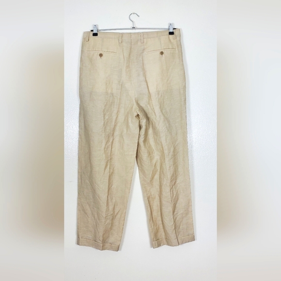 San Dino Wool Linen Blend Mens Pants Vintage Made in Italy Size 36 x 28.5 - Picture 2 of 3